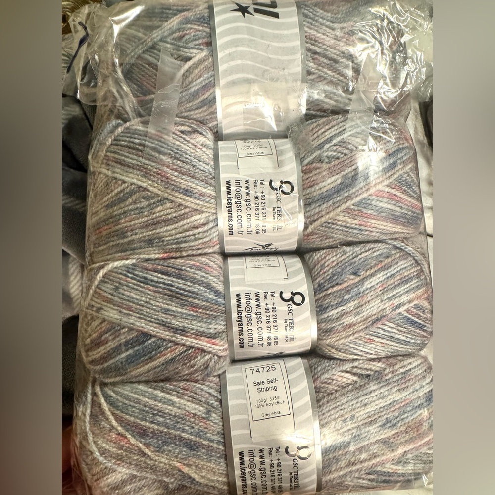ICE Yarns Acrylic Yarn Lot – 4 New Skeins – Soft Neutral Multicolor